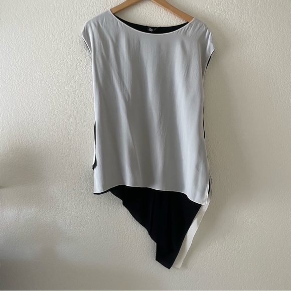 Eileen Fisher Reversible Silk Crepe de Chine Asymmetric Top - Picture 6 of 8